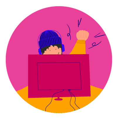 Grafikk av person som er på pc`en